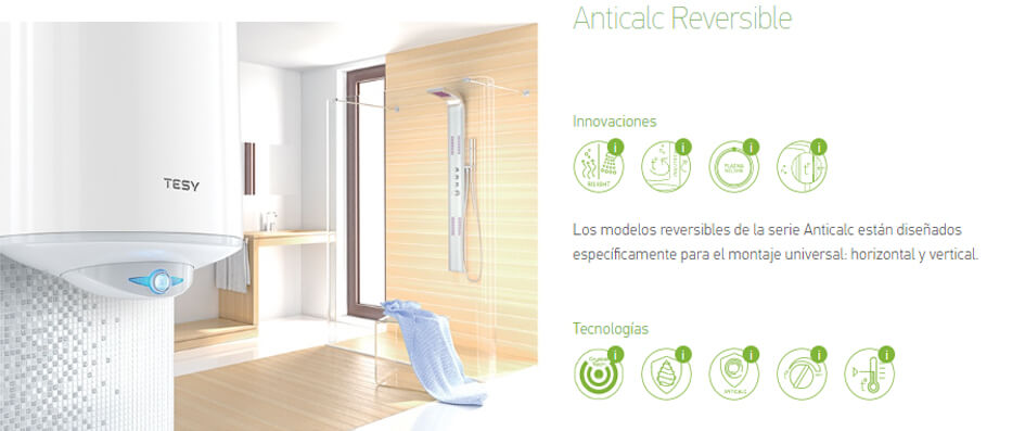 Termo eléctrico TESY Anticalc Reversible en un baño moderno en Gran Canaria