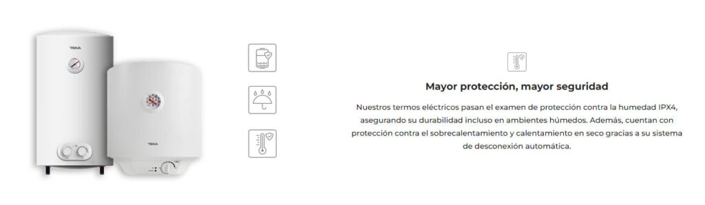 Termos eléctricos TEKA EWH con protección IPX4 disponibles en Gran Canaria