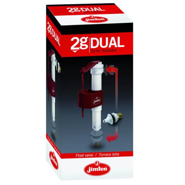 Empaque del grifo flotador DUAL 2g de Jimten, modelo S-465, compatible con alimentación de 3/8 pulgadas.