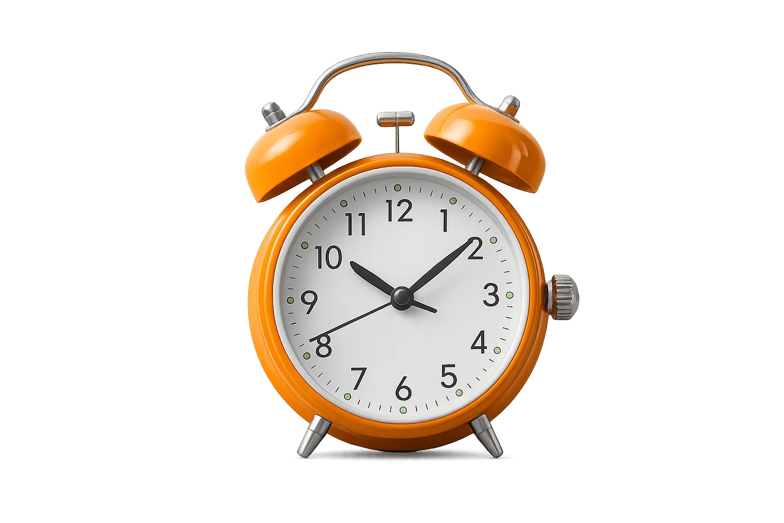 Reloj despertador analógico para planificación en planes de seguridad y salud en obra – control del tiempo en construcción En la imagen se muestra un reloj despertador analógico de estilo clásico en color naranja, con doble campana superior metálica y esfera blanca con números negros. Las manecillas indican la hora, destacando su diseño funcional y visible. Este despertador representa la gestión del tiempo en planes de seguridad y salud en obra, simbolizando la importancia del control horario en proyectos de construcción.