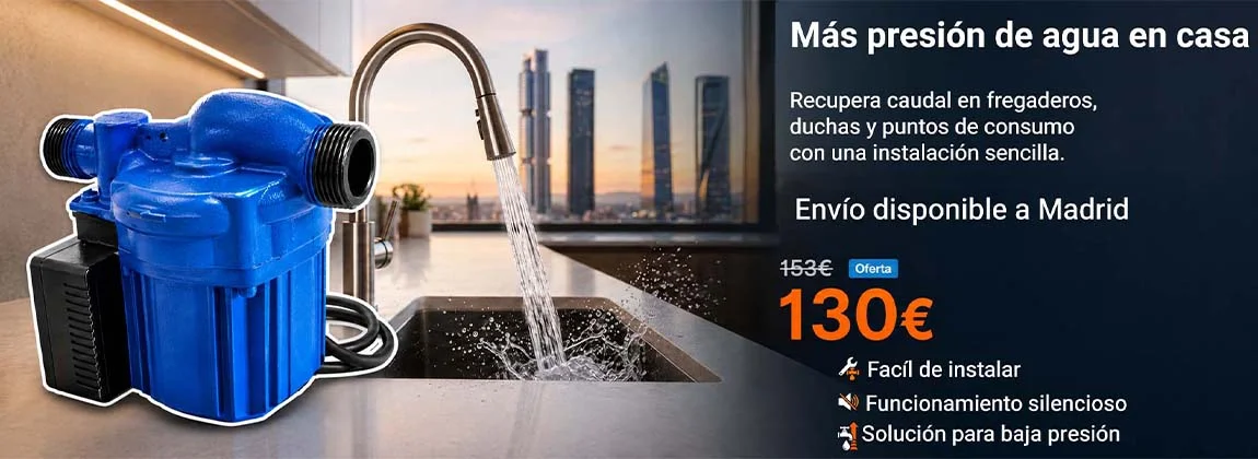 Imagen de bomba presurizadora con oferta especial por envios a Madrid. 130€ más envio de Canarias a Peninsula.